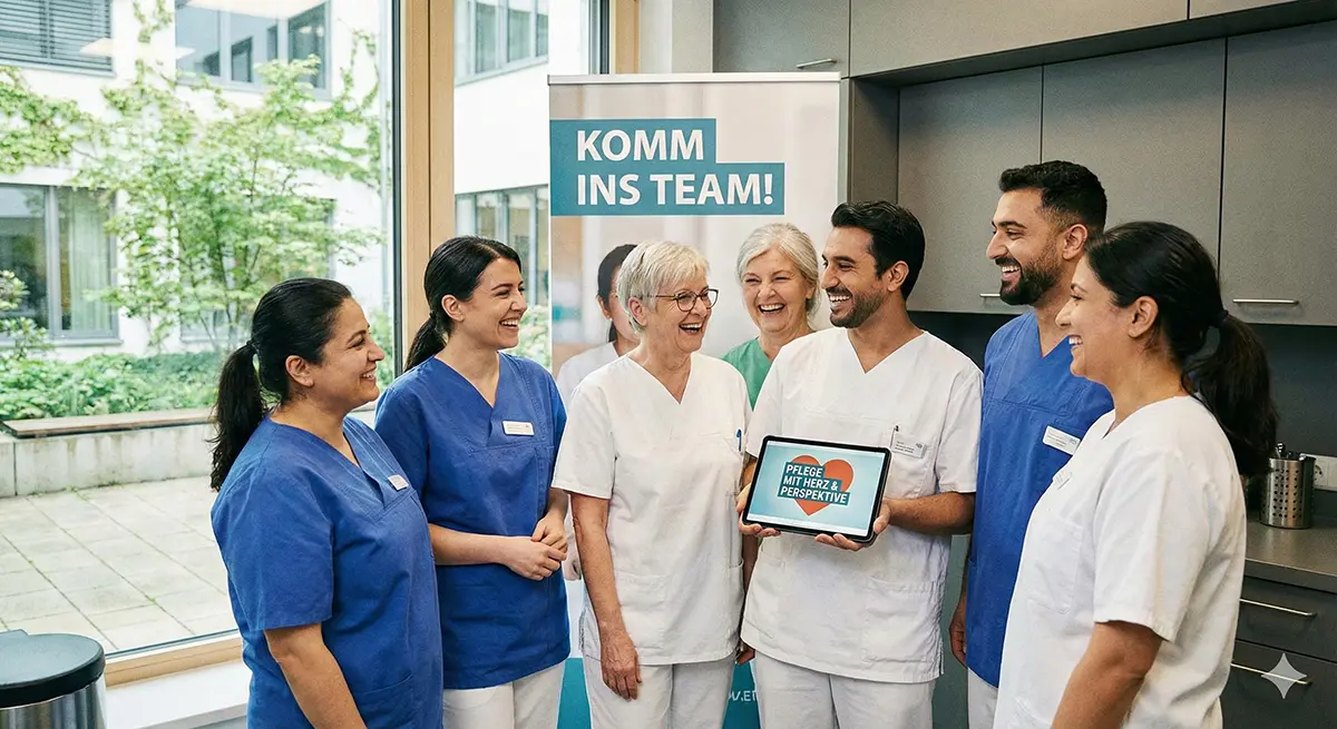 Team aus Pflegekräften - Symbol für einfache Bewerbung in wenigen Schritten